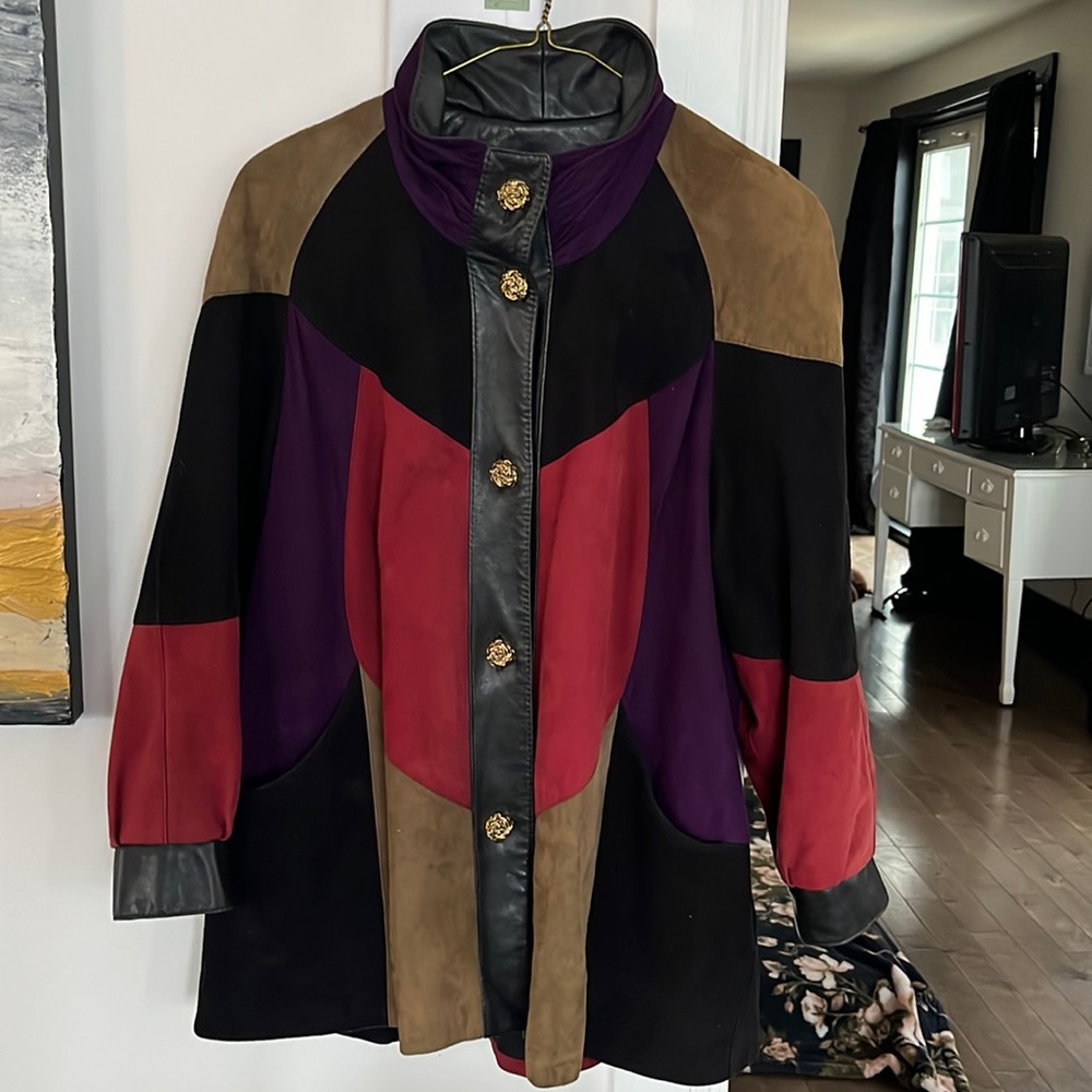 Vintage suede patchwork coat